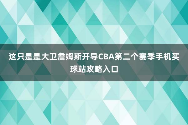 这只是是大卫詹姆斯开导CBA第二个赛季手机买球站攻略入口